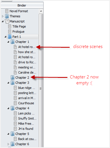 scriv2 Manuscript in the scrivener binder